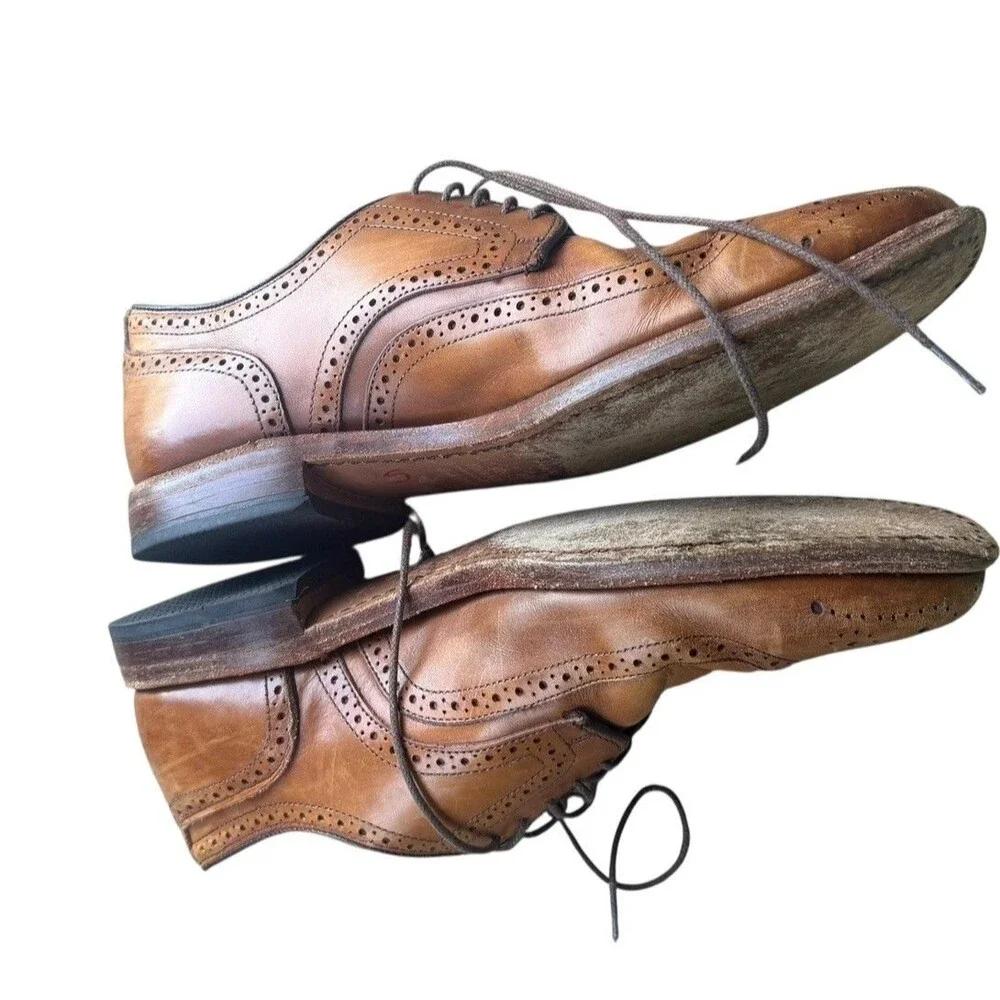 Allen Edmonds Men’s 7 E Brown Leather Wingtip Brogue Oxford Dress Shoes USA